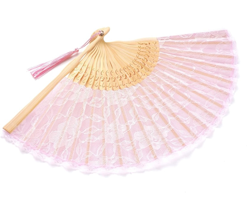 Lace Bamboo Silk Folding Fan – Wedding & Dance Accessory