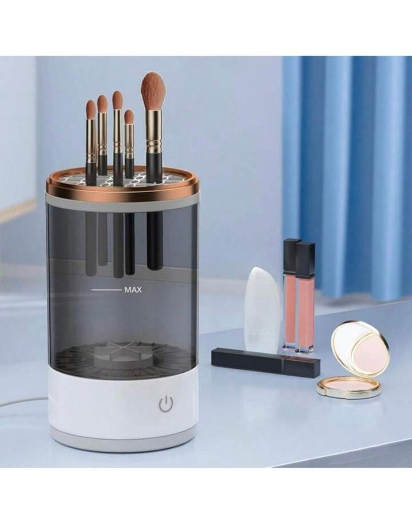 Max 2-in-1 Electric Makeup Brush Cleaner & Dryer, USB Rechargeable, Waterproof, with Storage Stand