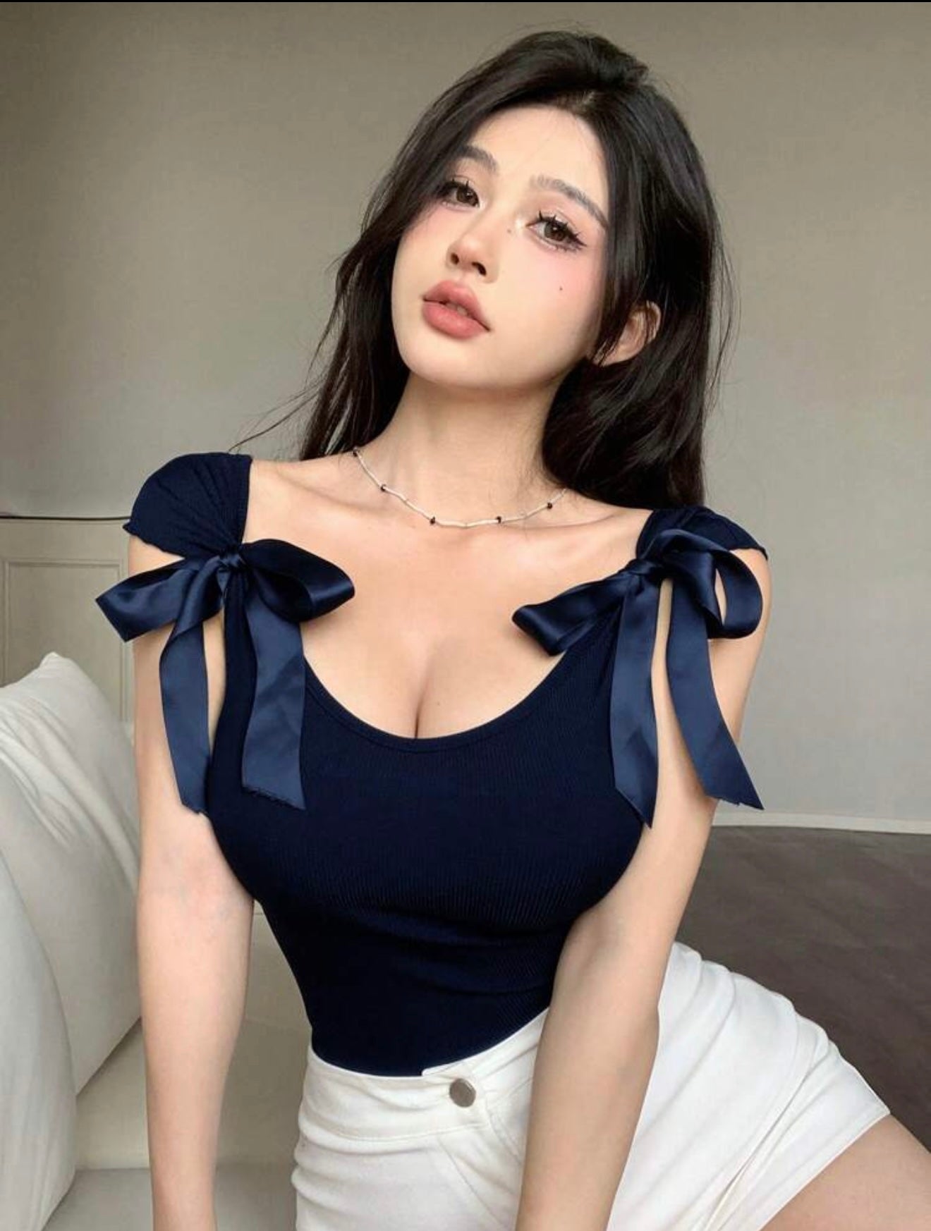 Bow-Tie Lace Up Short Sleeve Women's Slim Fit T-Shirt Going Out Tops Summer