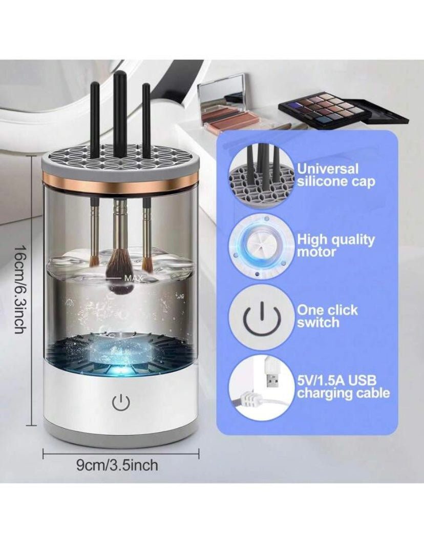 Max 2-in-1 Electric Makeup Brush Cleaner & Dryer, USB Rechargeable, Waterproof, with Storage Stand
