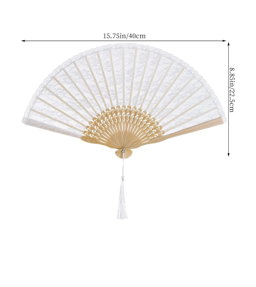 Lace Bamboo Silk Folding Fan – Wedding & Dance Accessory
