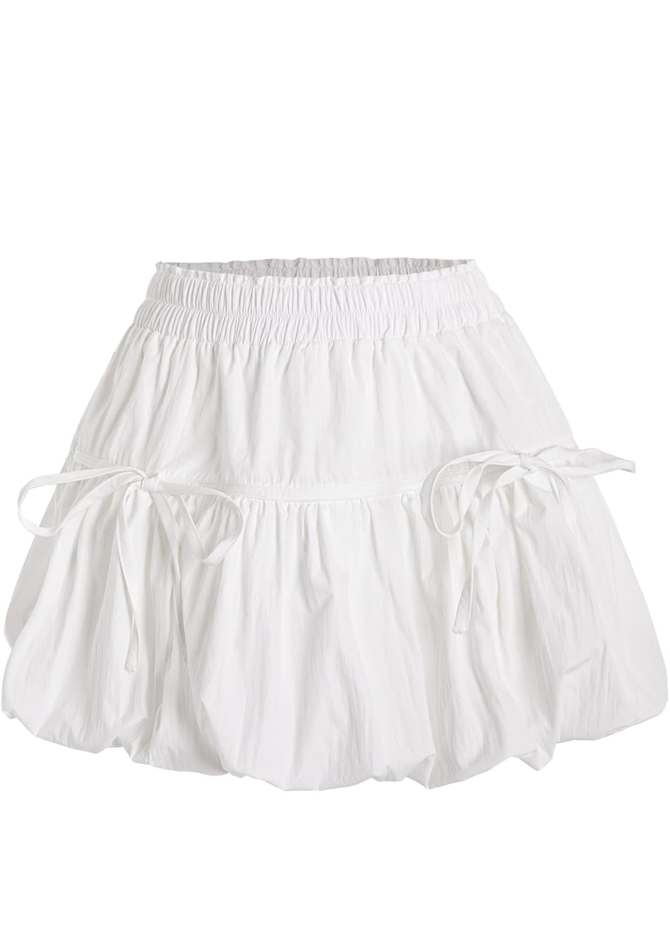 Women's Bubble Skirt Ruffled Pleated Mini Skirt Elastic Waist Short Skater Skirts