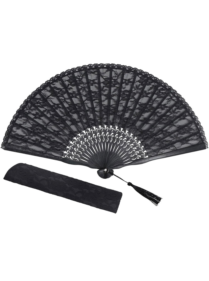 Lace Bamboo Silk Folding Fan – Wedding & Dance Accessory