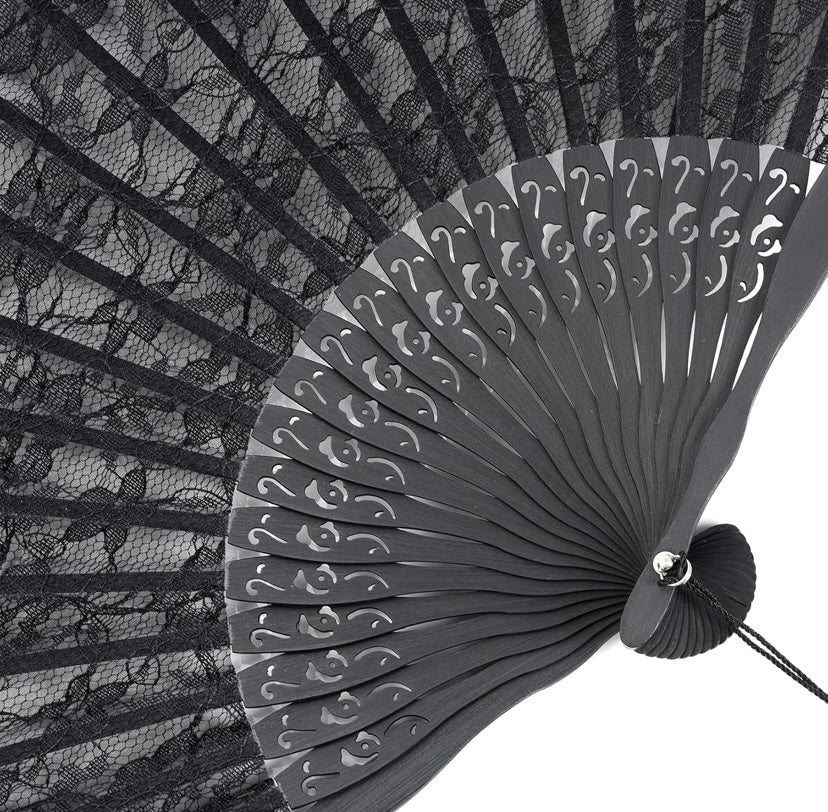 Lace Bamboo Silk Folding Fan – Wedding & Dance Accessory