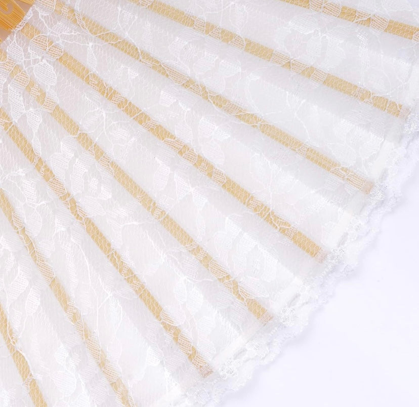 Lace Bamboo Silk Folding Fan – Wedding & Dance Accessory