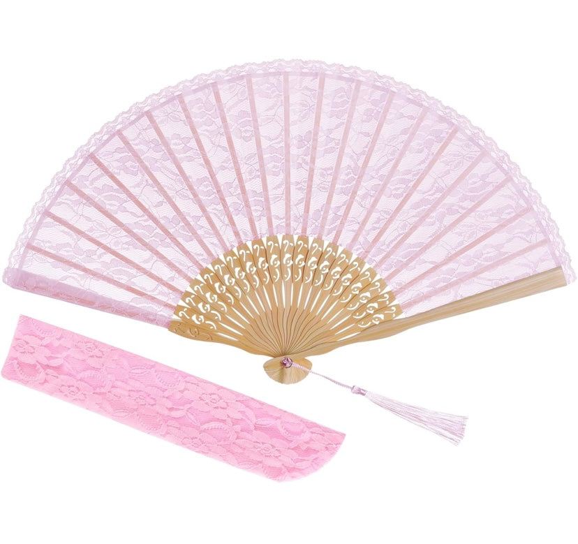 Lace Bamboo Silk Folding Fan – Wedding & Dance Accessory