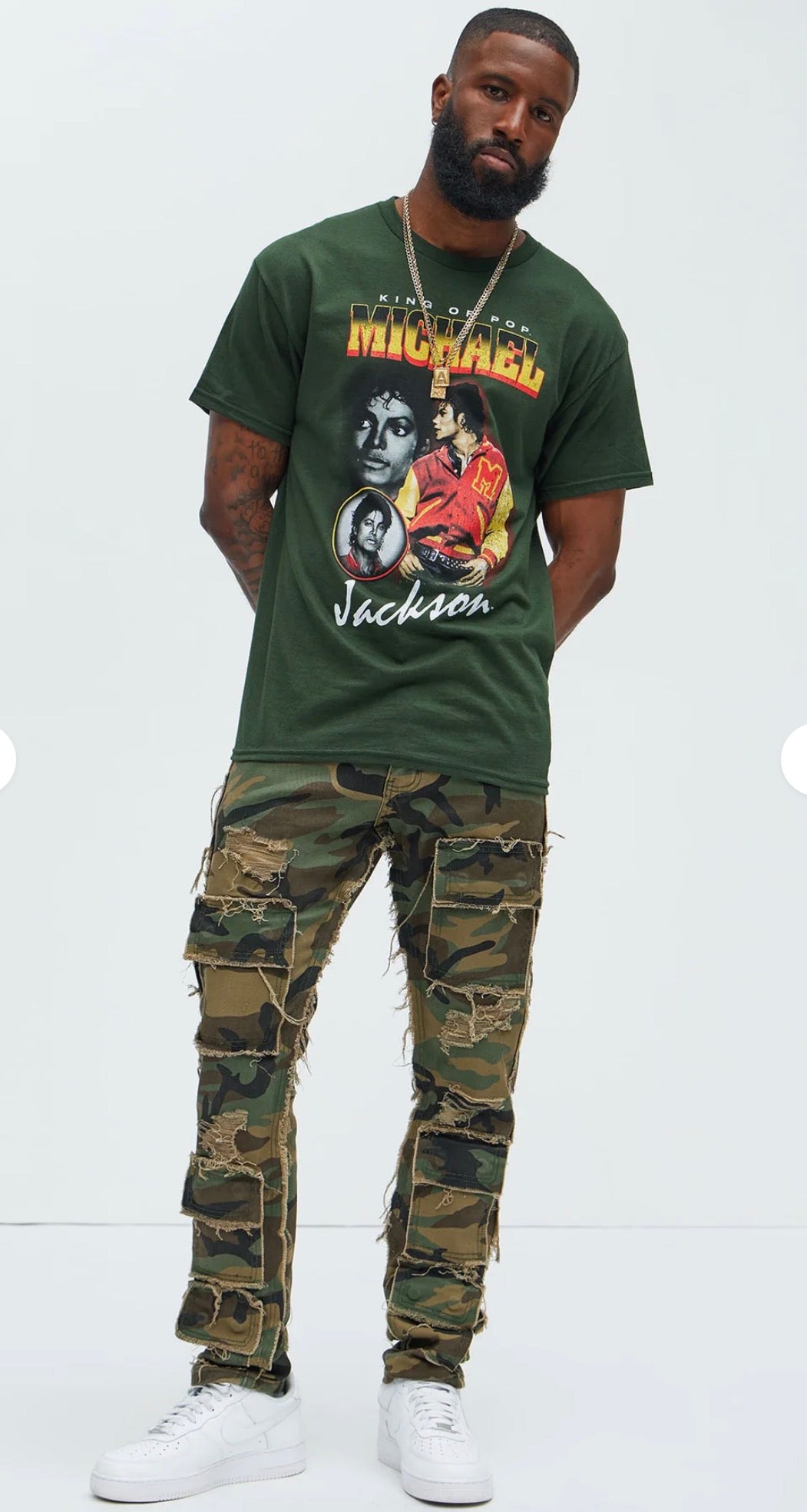 Michael Jackson King of Pop Graphic Tee – Olive Green