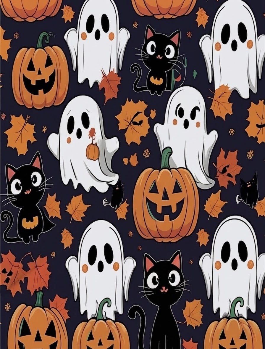 Halloween Pumpkin & Black Cat Print Cardigan Jacket