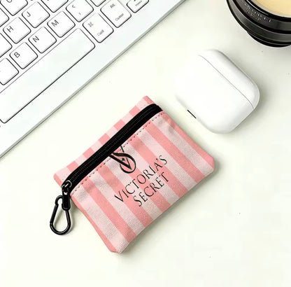 Pink Mini Oxford Pouch with Carabiner Clip