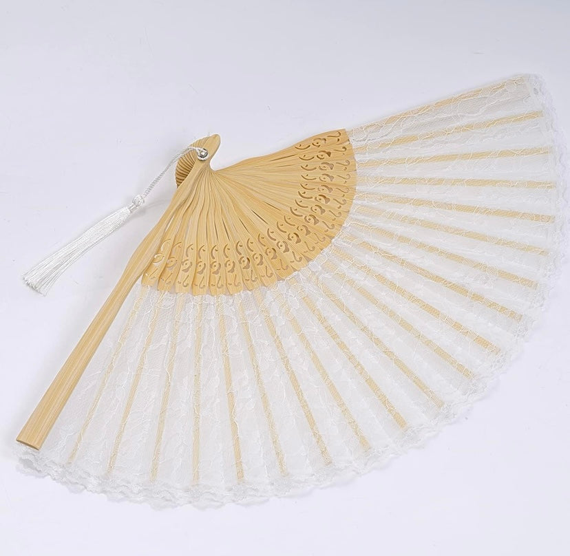 Lace Bamboo Silk Folding Fan – Wedding & Dance Accessory