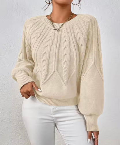 Women’s Cozy Cable Knit Pullover Sweater – Soft Fall & Winter Top