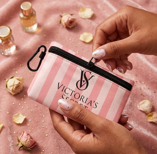 Pink Mini Oxford Pouch with Carabiner Clip