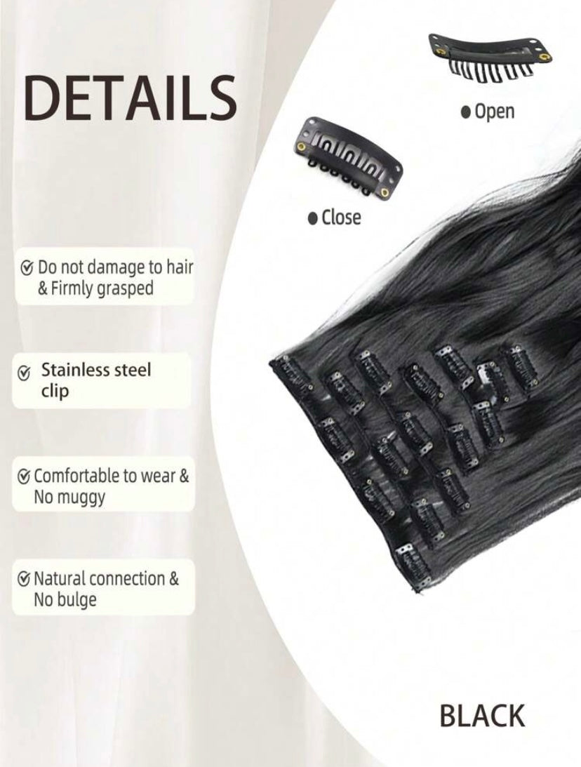 Long Wavy Clip-In Hair Extensions, 7pcs/Set