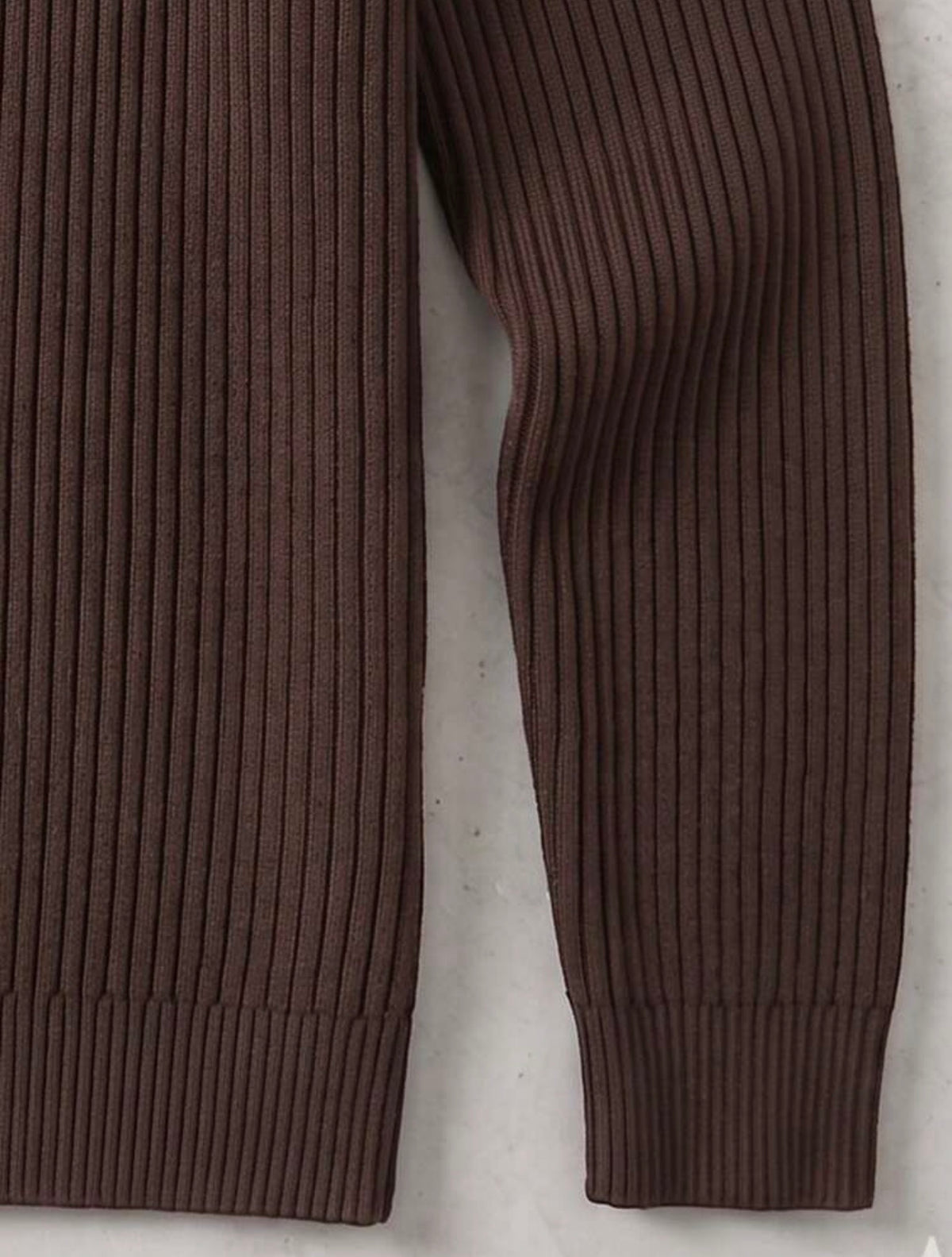 Men's Ribbed Half-High Neck Casual Knit Sweater Long Sleeve