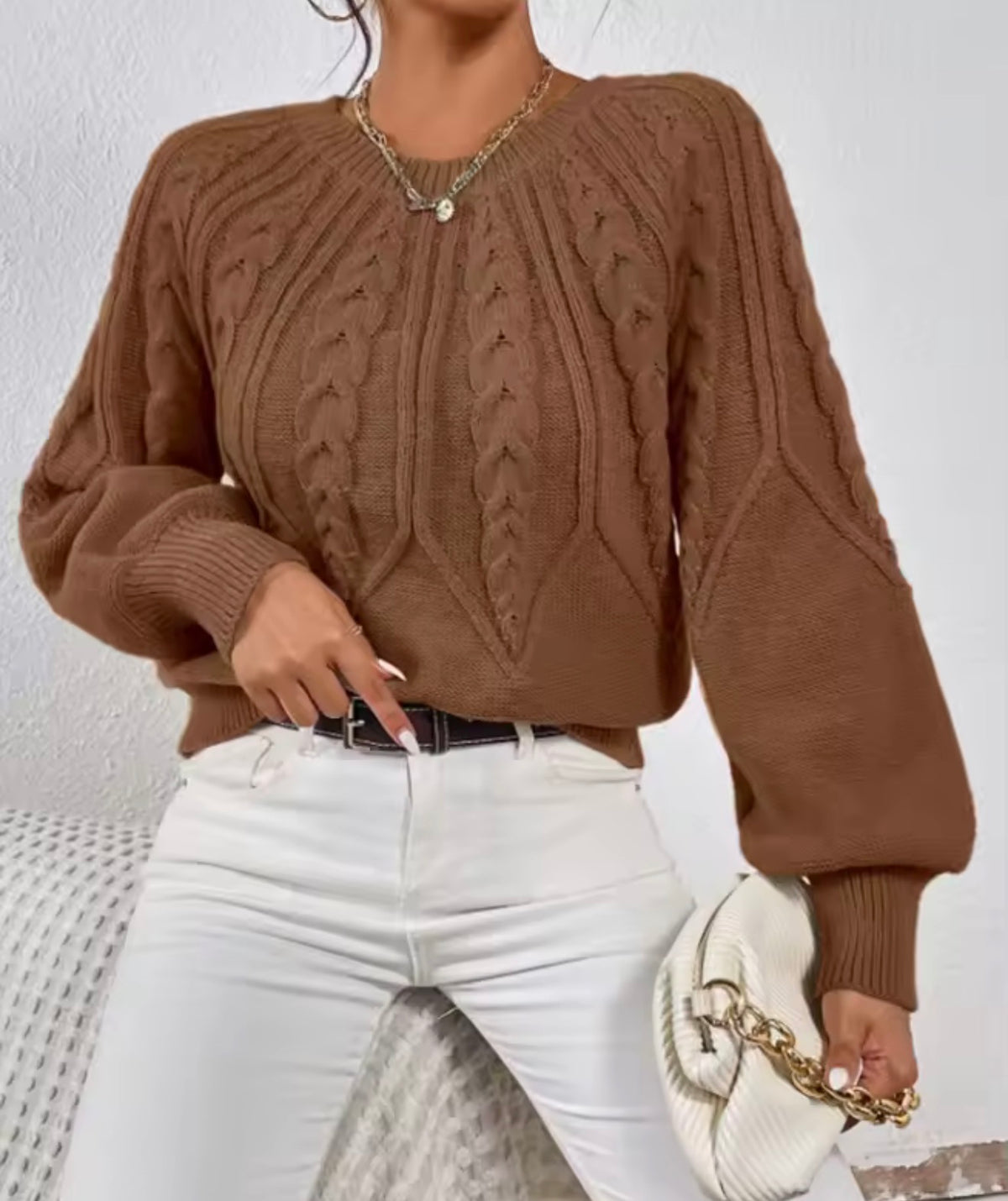 Women’s Cozy Cable Knit Pullover Sweater – Soft Fall & Winter Top