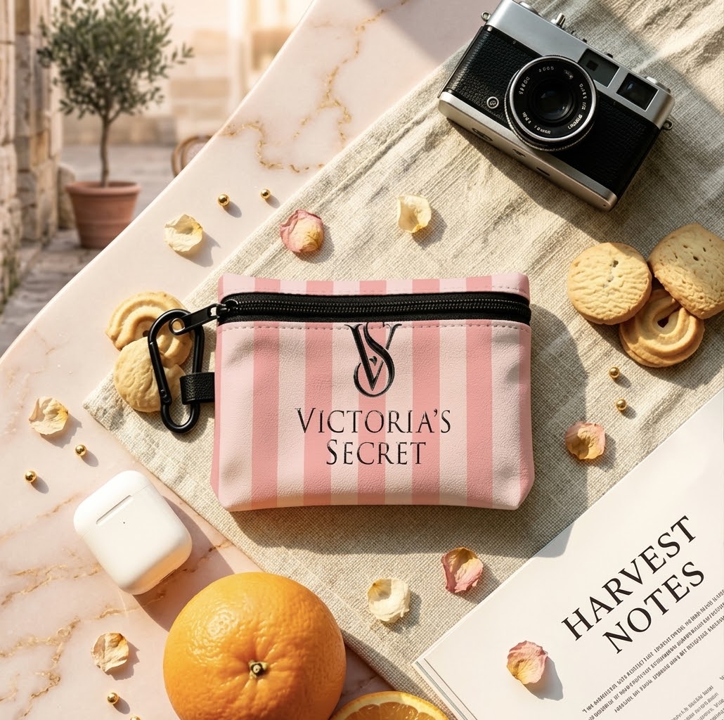 Pink Mini Oxford Pouch with Carabiner Clip