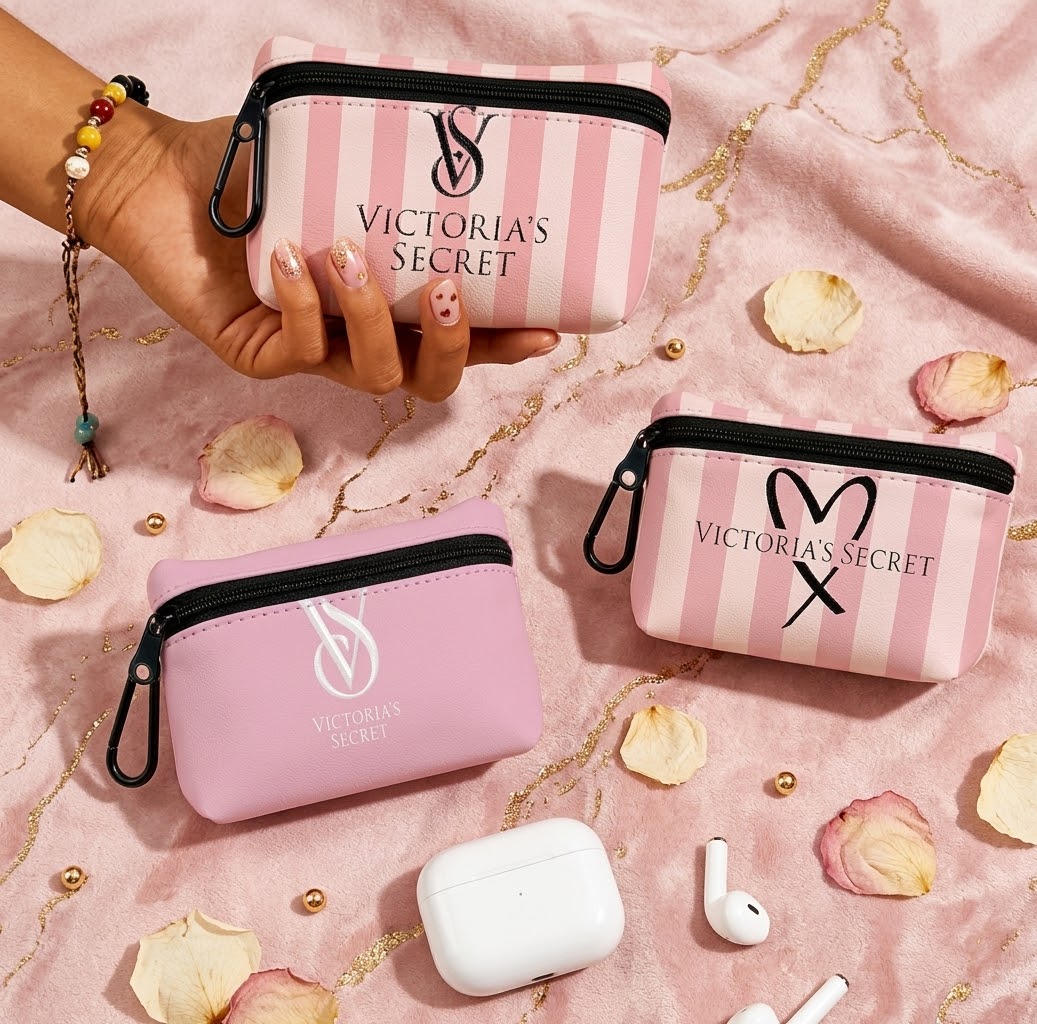 Pink Mini Oxford Pouch with Carabiner Clip