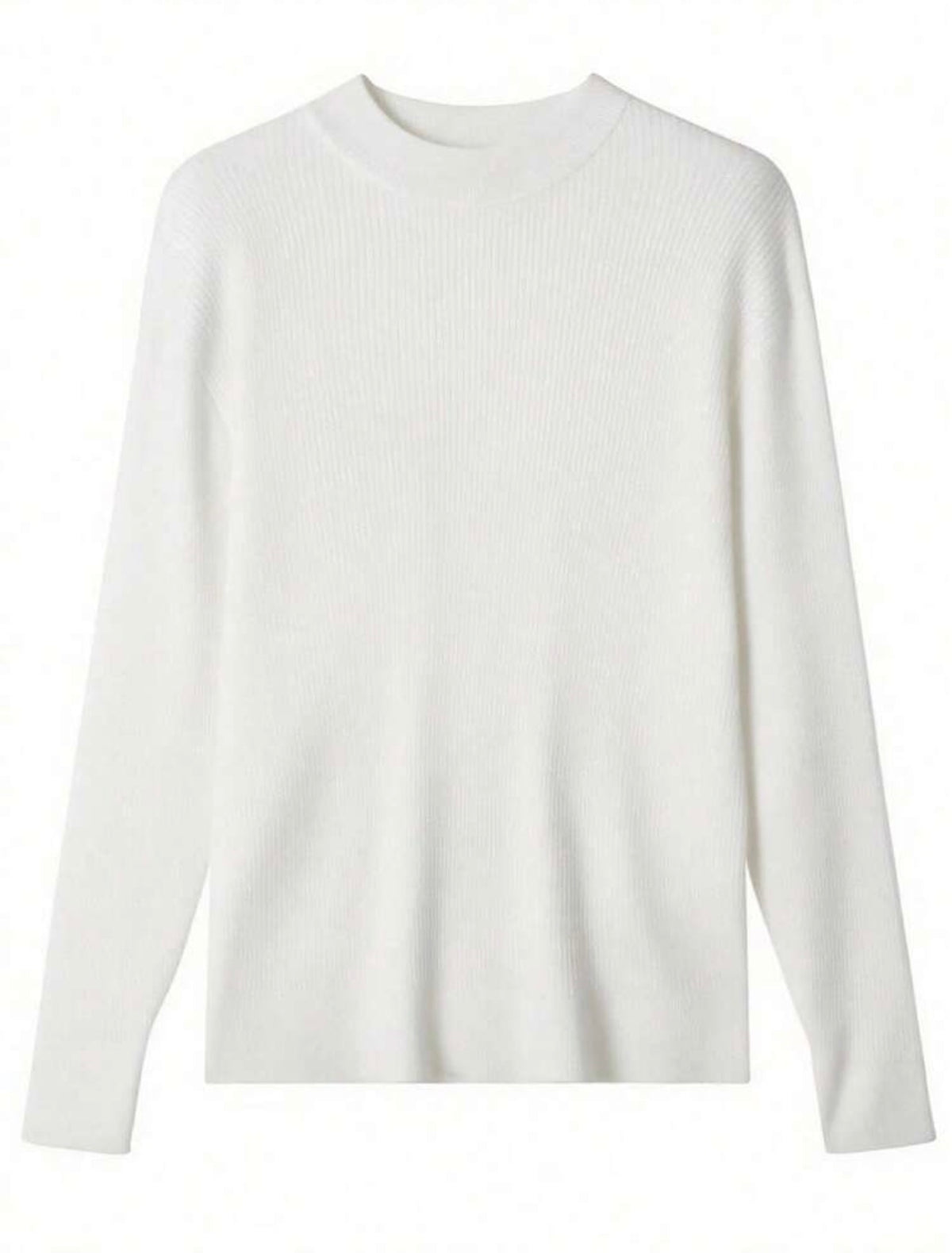 Men's Ribbed Half-High Neck Casual Knit Sweater Long Sleeve