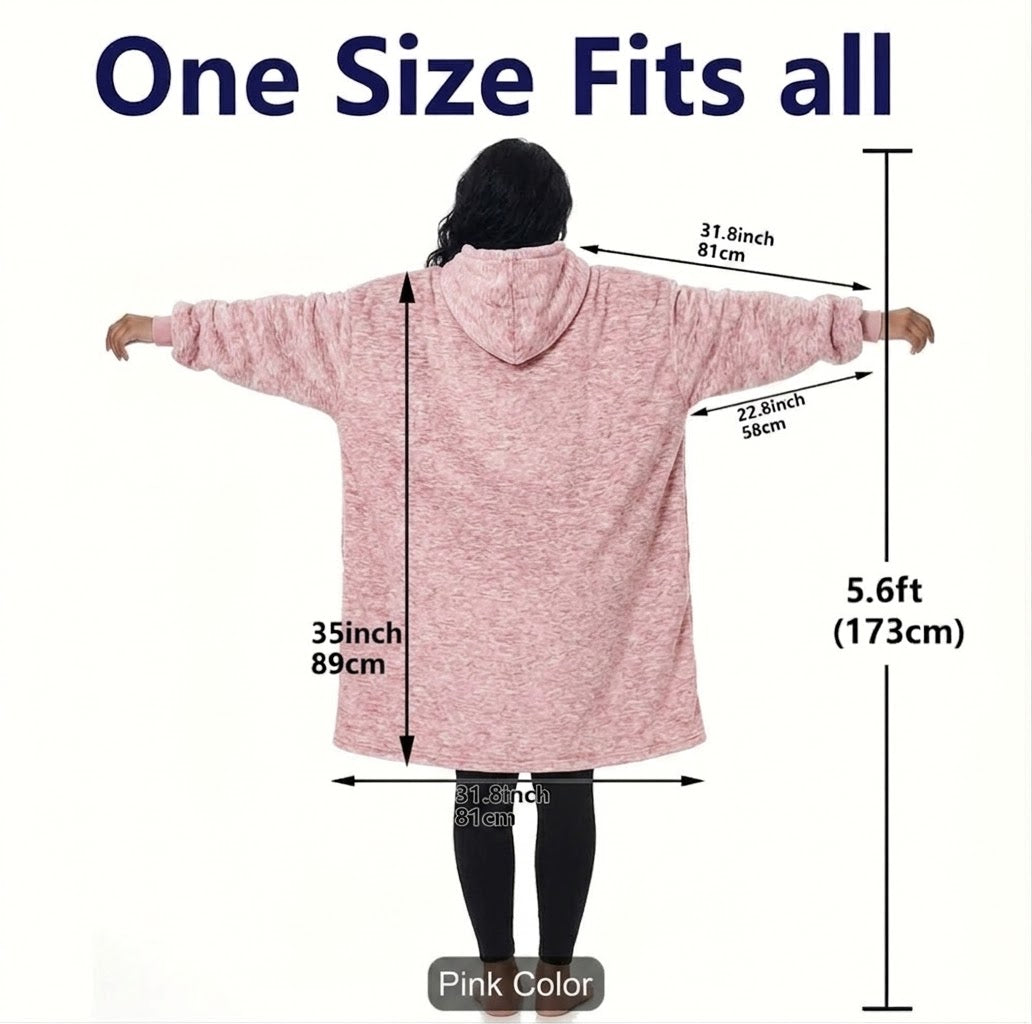 Ultra-Soft Oversized Reversible Wearable Blanket Hoodie with Front Pocket – Includes Cozy Winter Socks