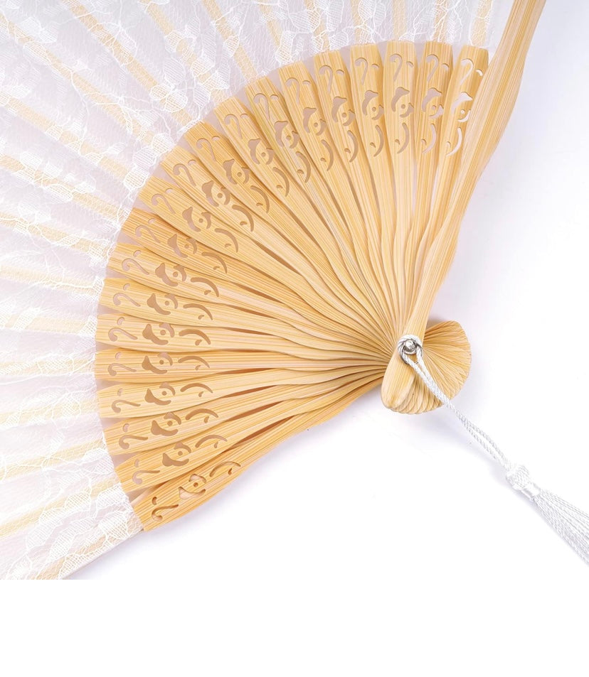 Lace Bamboo Silk Folding Fan – Wedding & Dance Accessory
