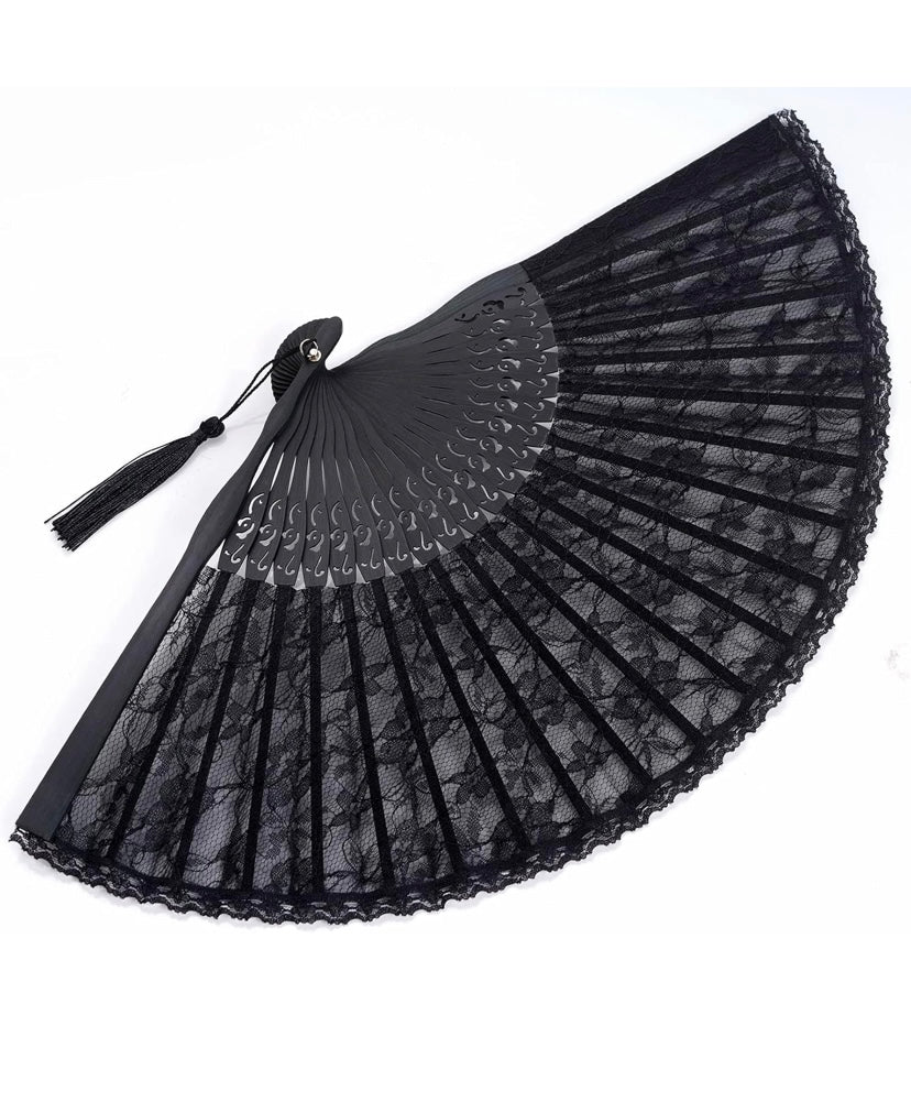 Lace Bamboo Silk Folding Fan – Wedding & Dance Accessory