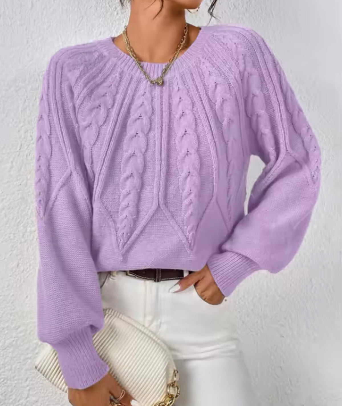 Women’s Cozy Cable Knit Pullover Sweater – Soft Fall & Winter Top
