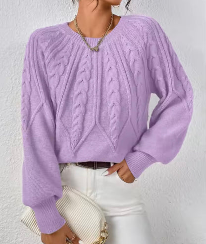 Women’s Cozy Cable Knit Pullover Sweater – Soft Fall & Winter Top