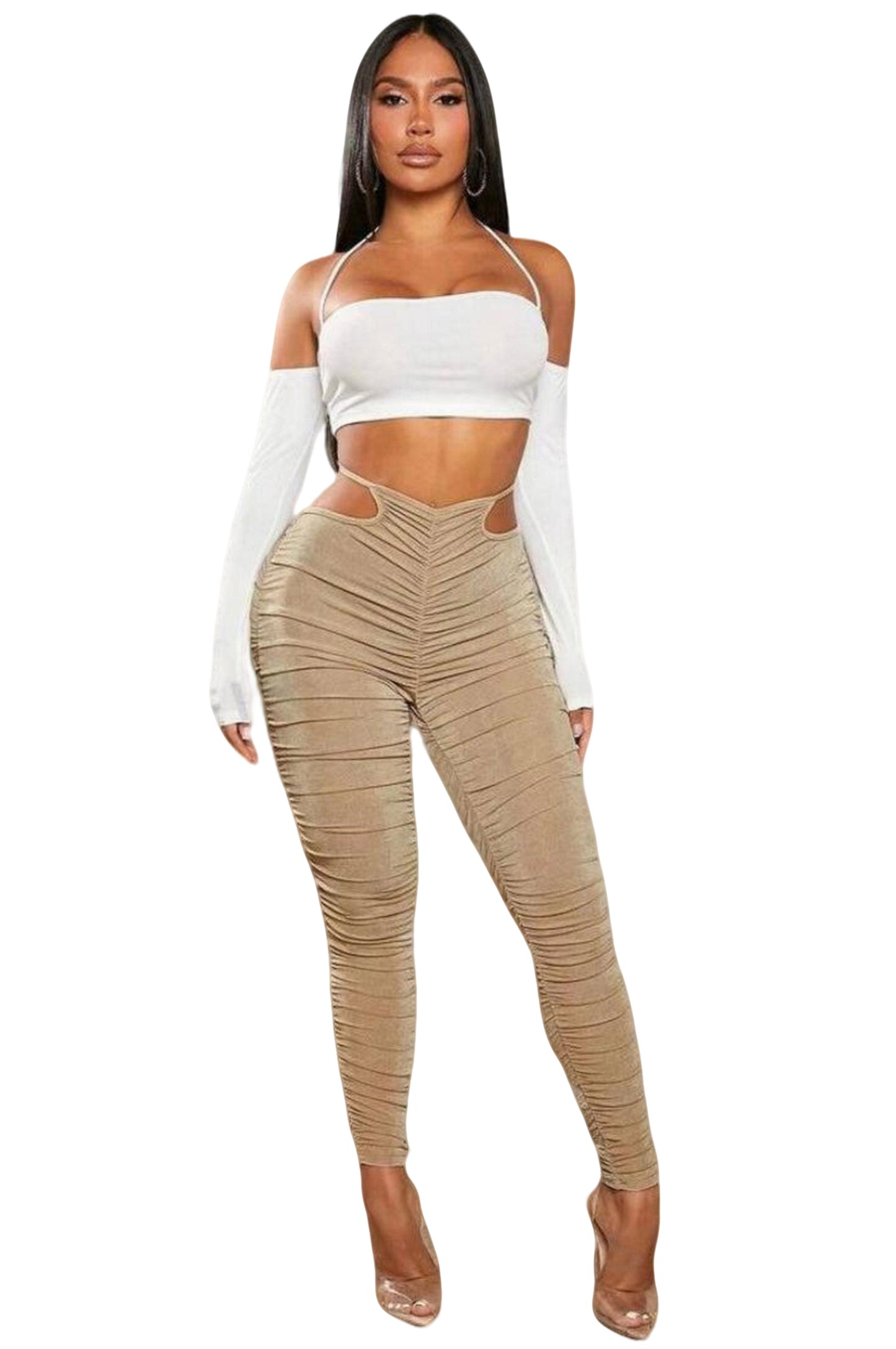 Sexy Cut Out Waist Ruched Leggings