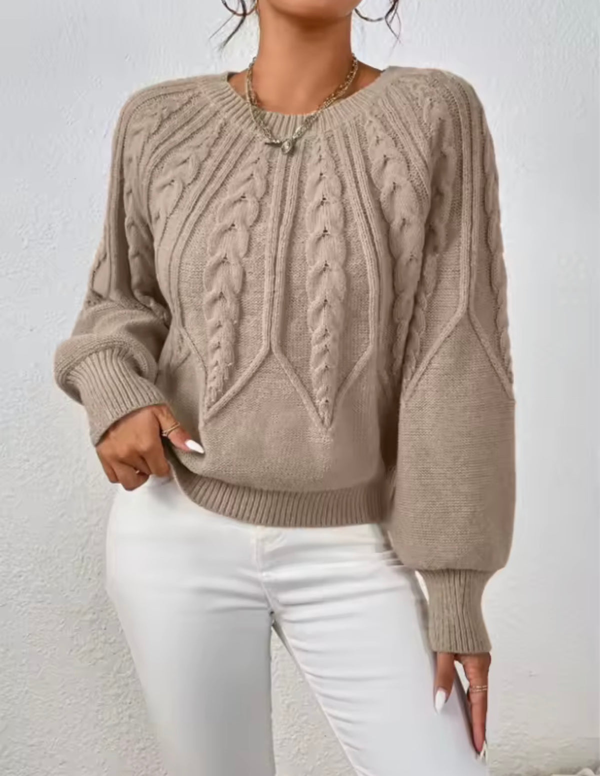 Women’s Cozy Cable Knit Pullover Sweater – Soft Fall & Winter Top
