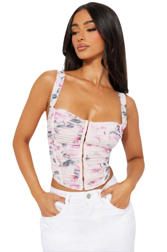 Sent From Heaven Floral Corset Top - Pink/combo