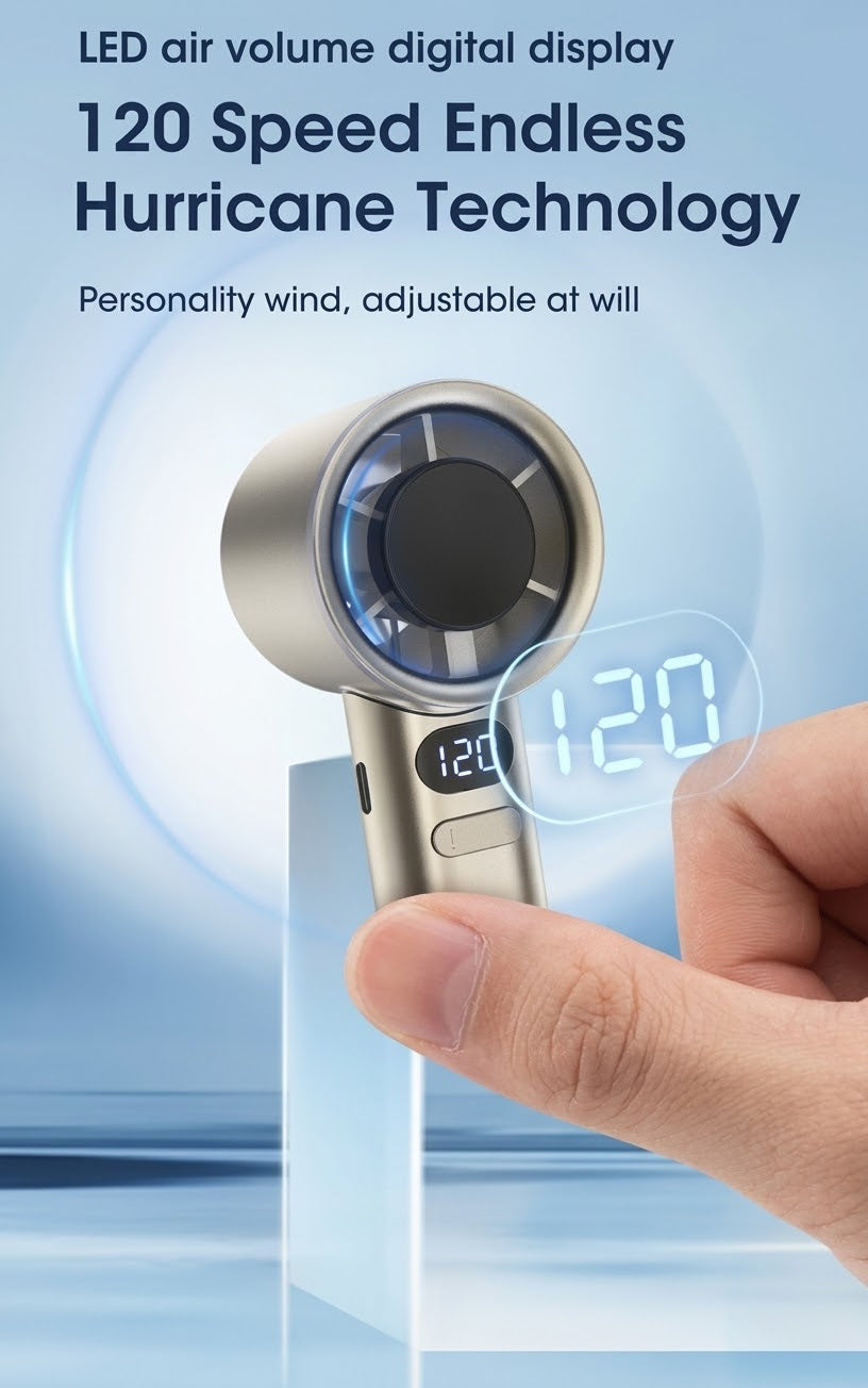 Portable High-Speed Mini Turbo Fan with LED Digital Display