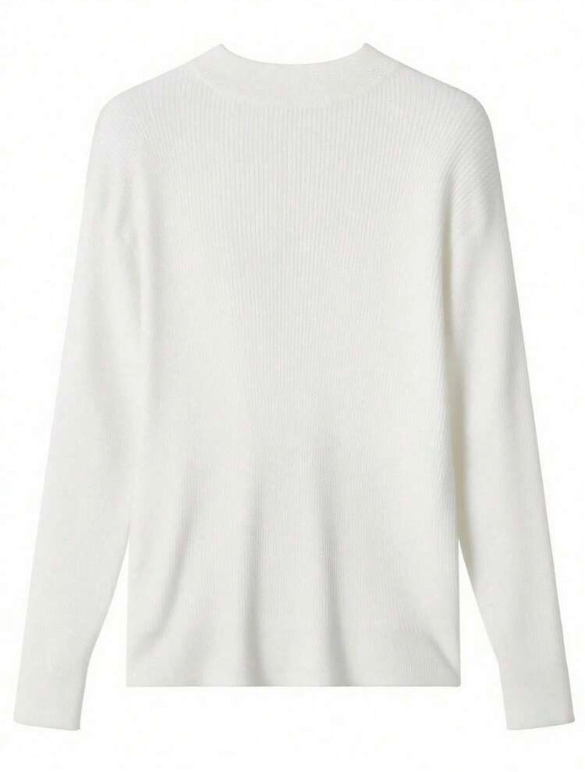 Men's Ribbed Half-High Neck Casual Knit Sweater Long Sleeve