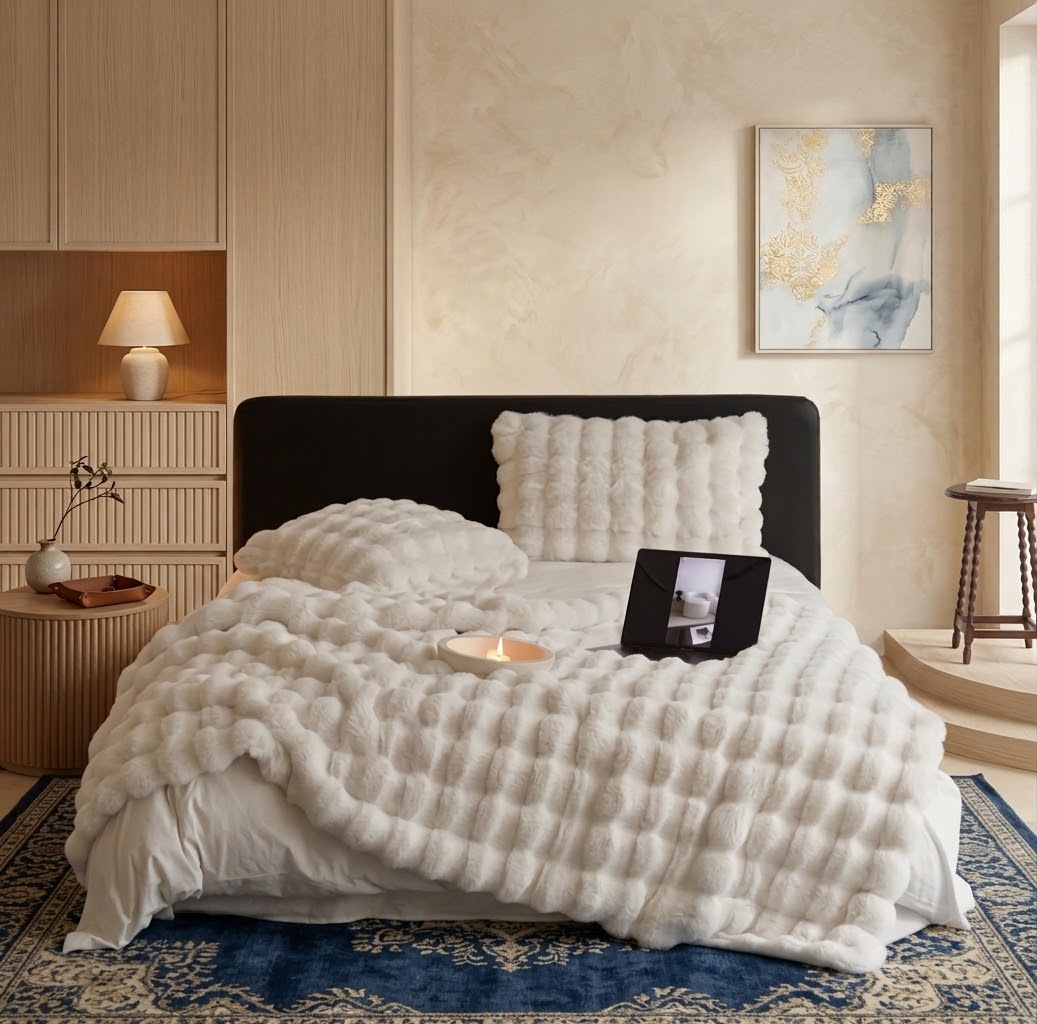 Traditional-Style Plush Double-Layer Leisure Blanket – All-Season Cozy Solid Fleece Comforter (100% Polyester)