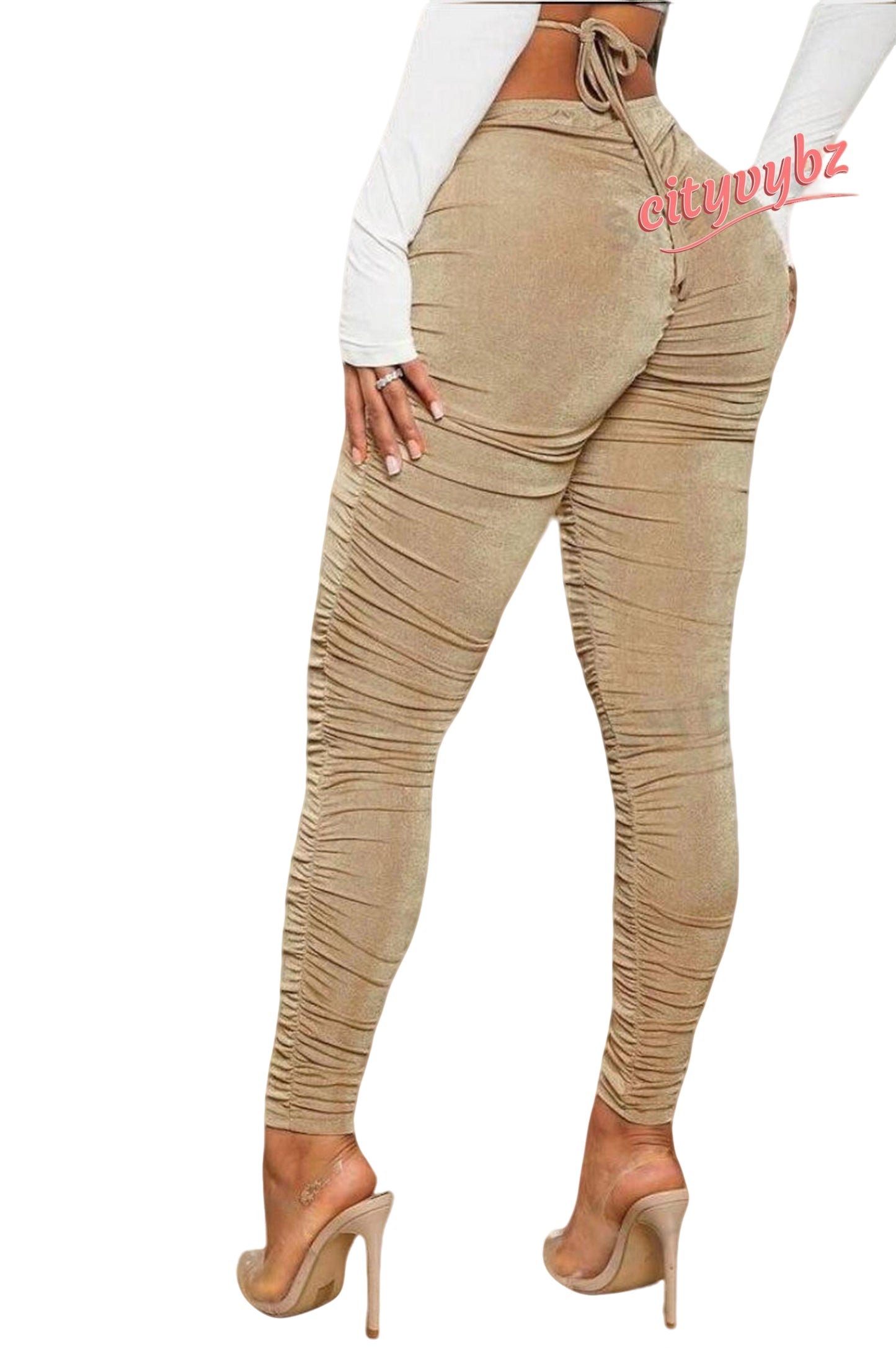 Sexy Cut Out Waist Ruched Leggings