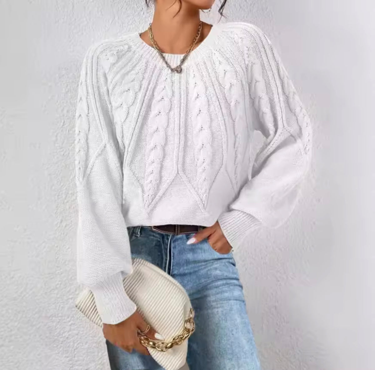Women’s Cozy Cable Knit Pullover Sweater – Soft Fall & Winter Top