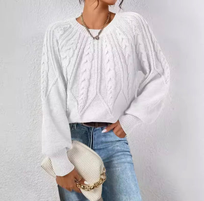Women’s Cozy Cable Knit Pullover Sweater – Soft Fall & Winter Top