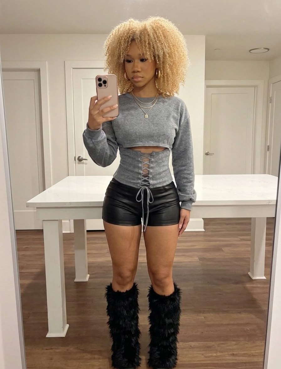 Slaydiva Women's Cream 2-In-1
Cropped Sweatshirt With Asymmetric Button Waist Panel - Casual Streetwear