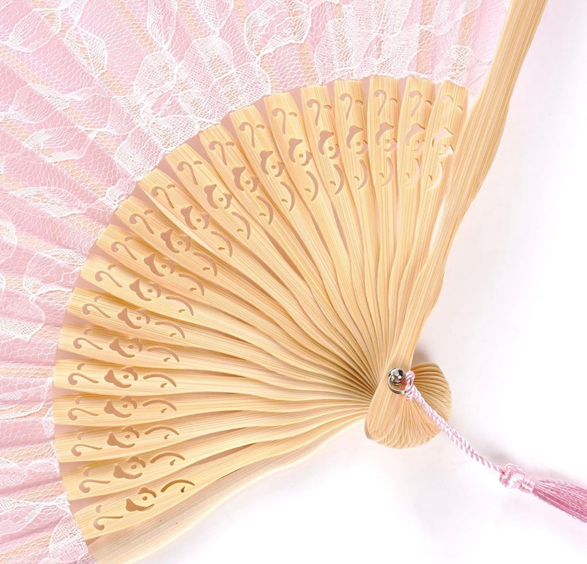 Lace Bamboo Silk Folding Fan – Wedding & Dance Accessory
