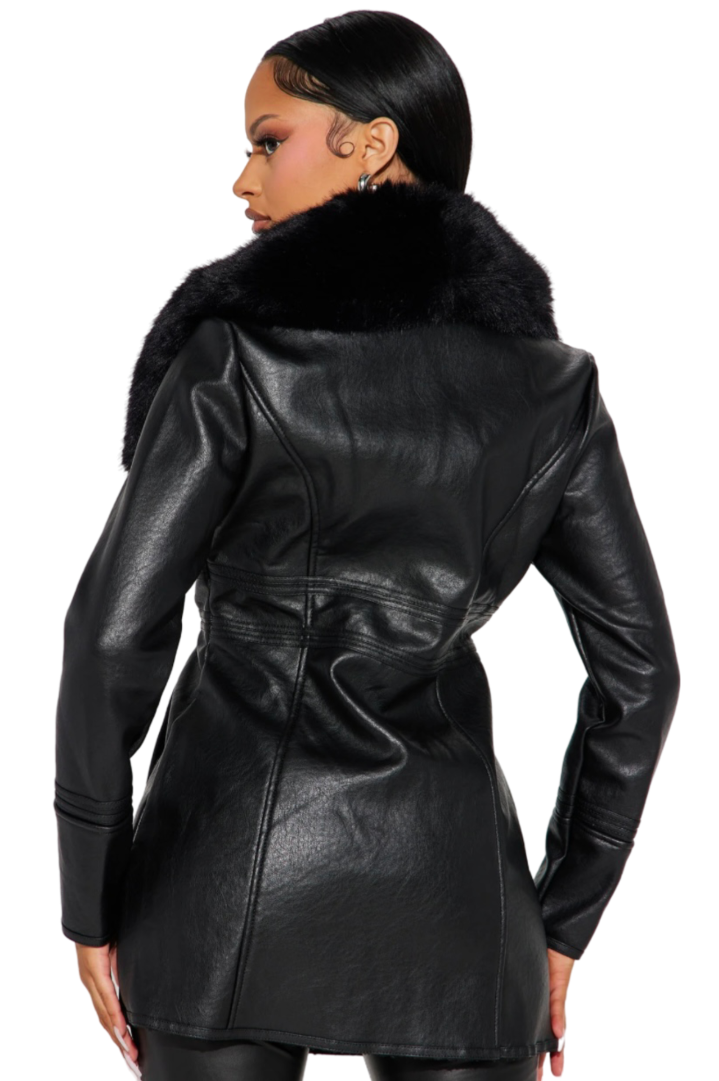 Evening Luxe Faux Leather Coat