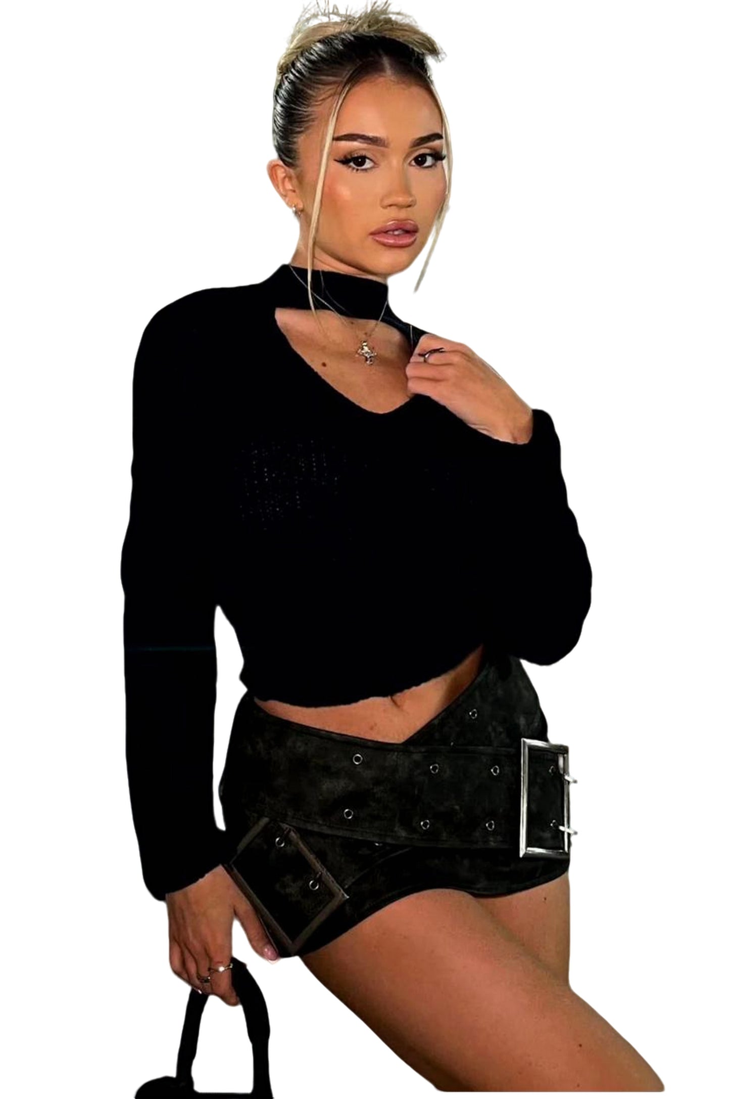 Cut Out Sweater - Black