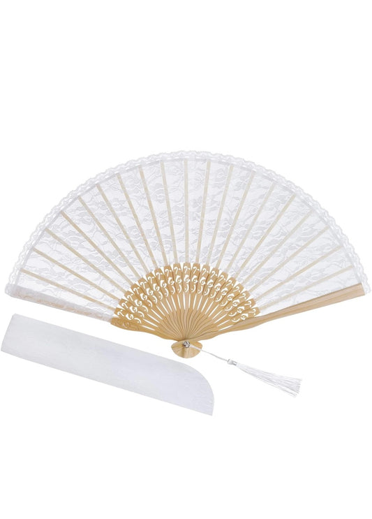 Lace Bamboo Silk Folding Fan – Wedding & Dance Accessory