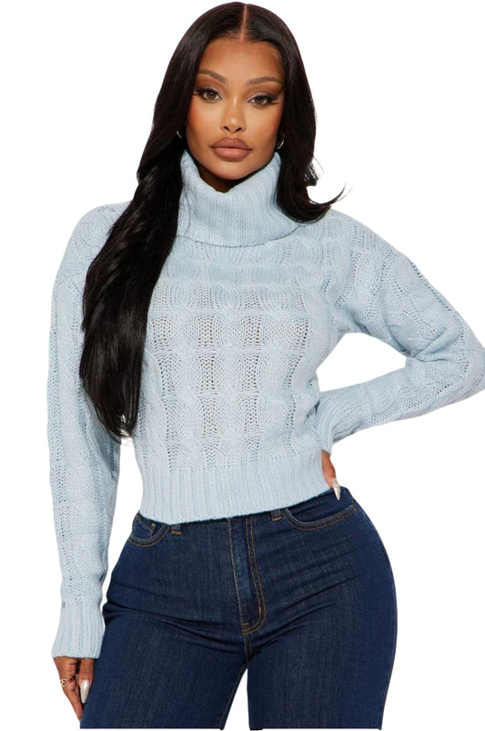 Cable Knit Sweater - Blue