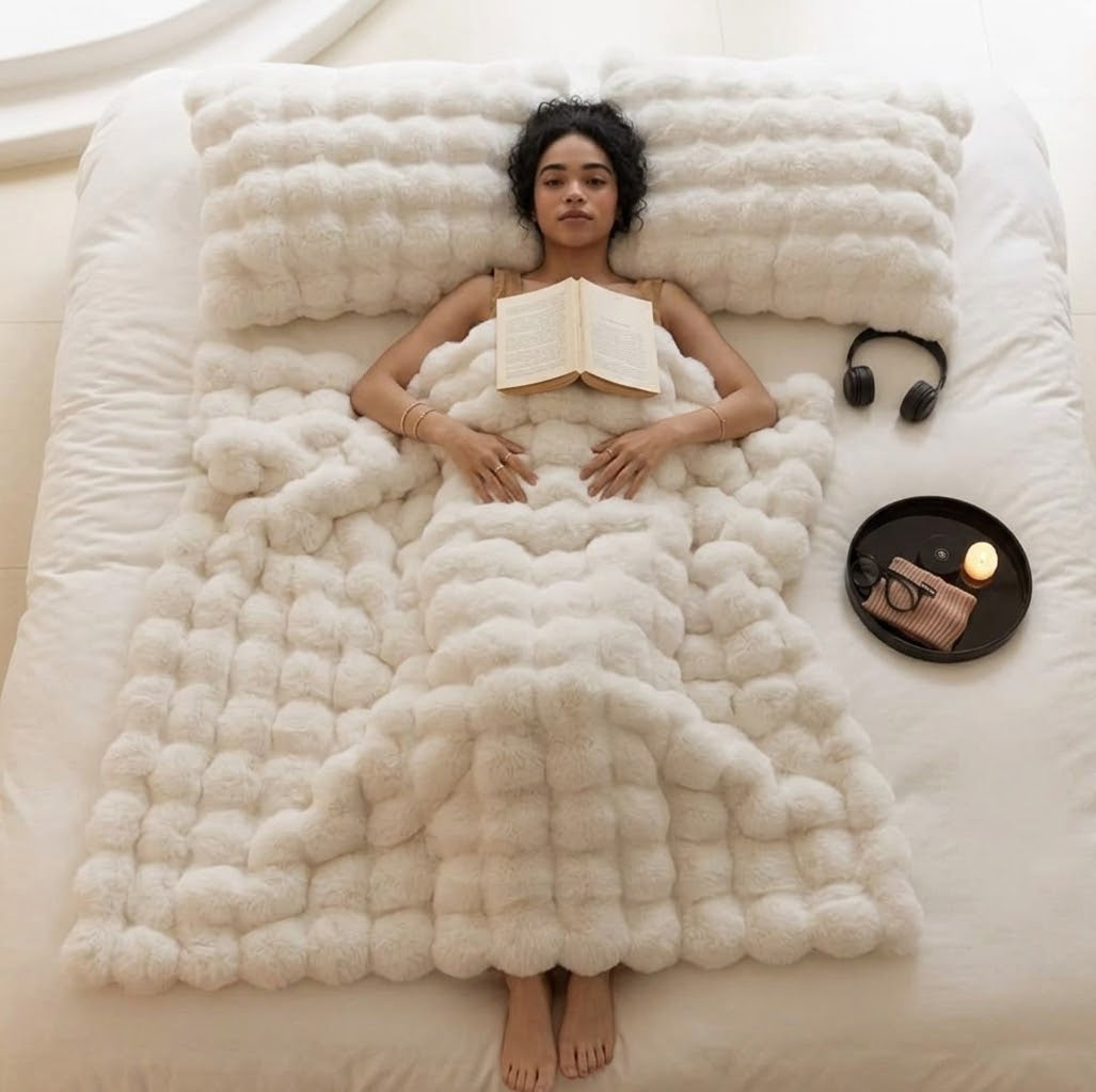 Traditional-Style Plush Double-Layer Leisure Blanket – All-Season Cozy Solid Fleece Comforter (100% Polyester)