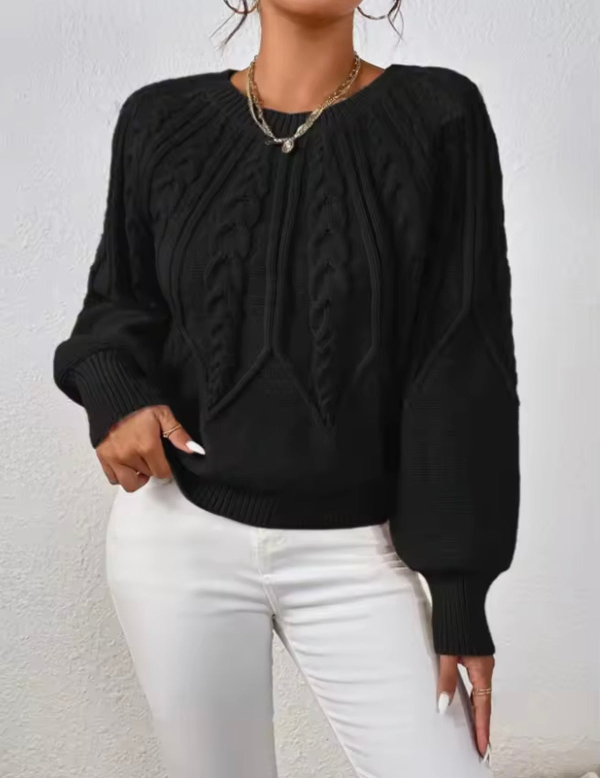 Women’s Cozy Cable Knit Pullover Sweater – Soft Fall & Winter Top