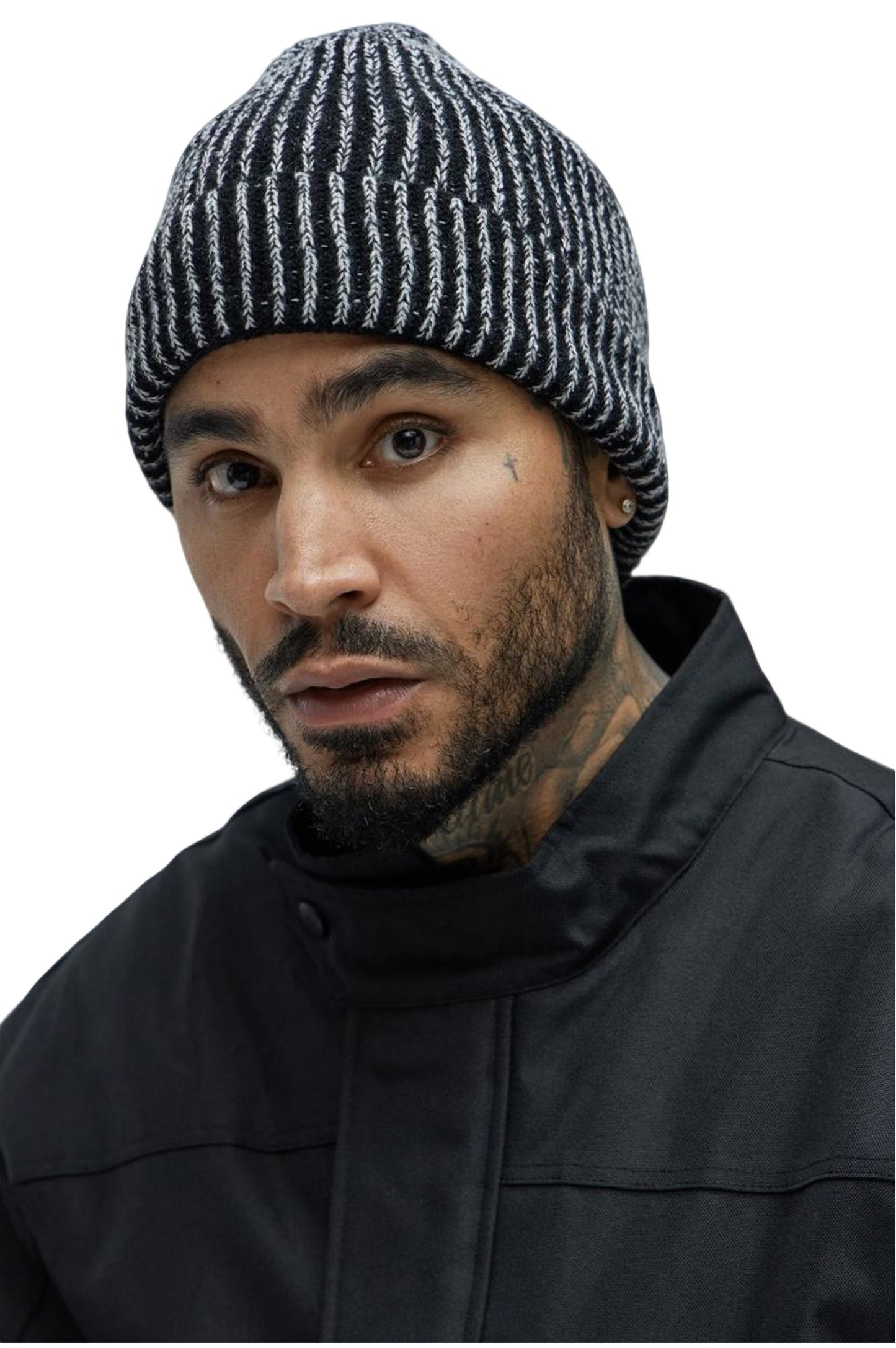 Ribbed Beanie-Grey/Black