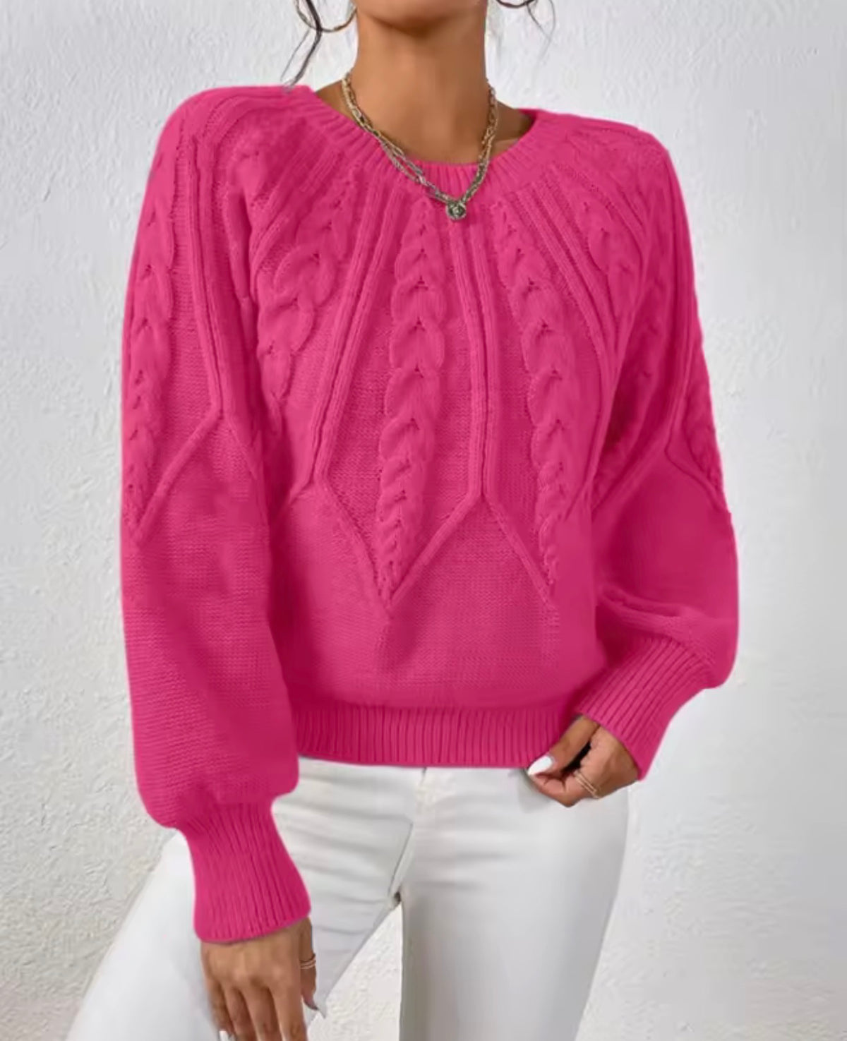 Women’s Cozy Cable Knit Pullover Sweater – Soft Fall & Winter Top