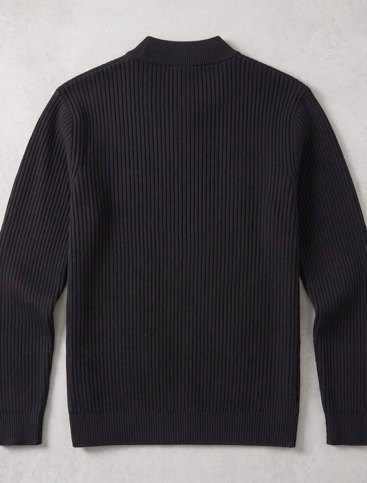 Men's Ribbed Half-High Neck Casual Knit Sweater Long Sleeve