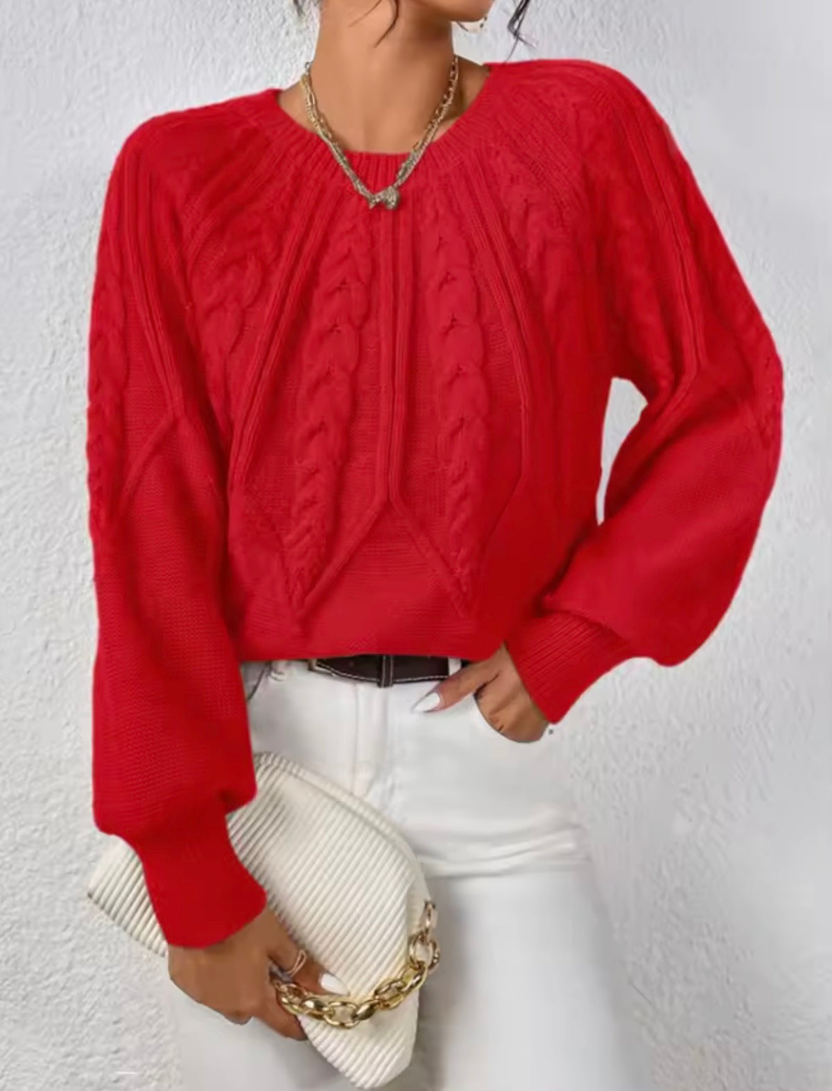 Women’s Cozy Cable Knit Pullover Sweater – Soft Fall & Winter Top
