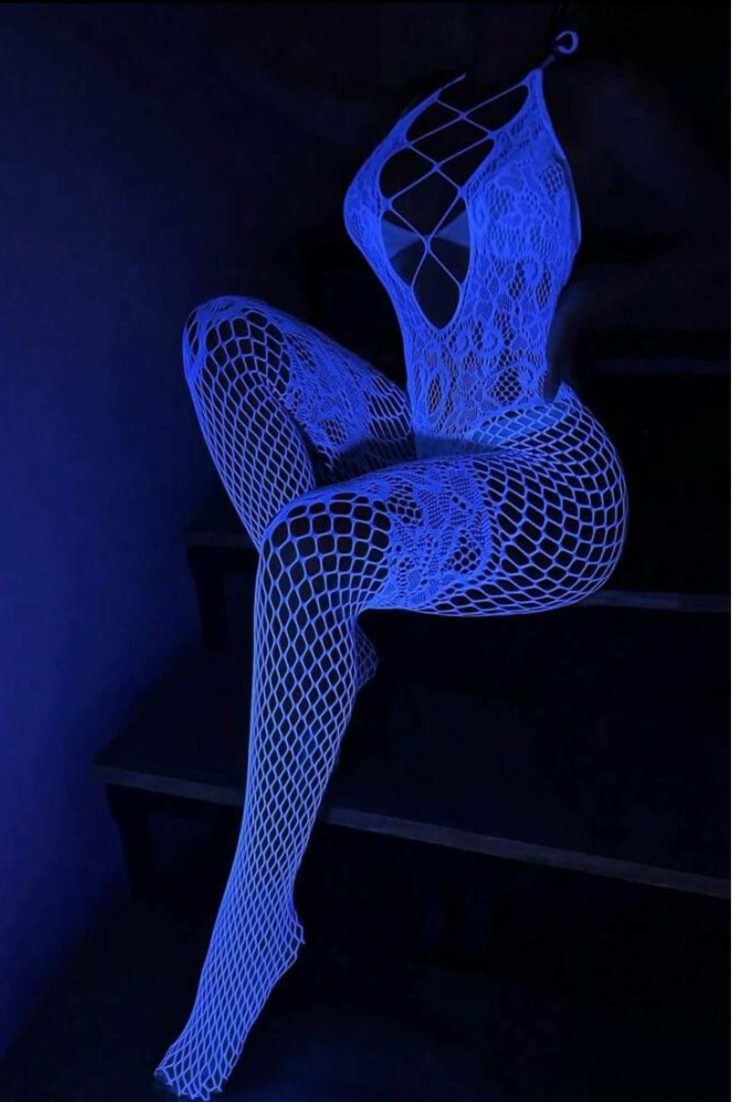 Women's Sexy Bodystocking In
Glow-In-The-Dark Blue Lingerie