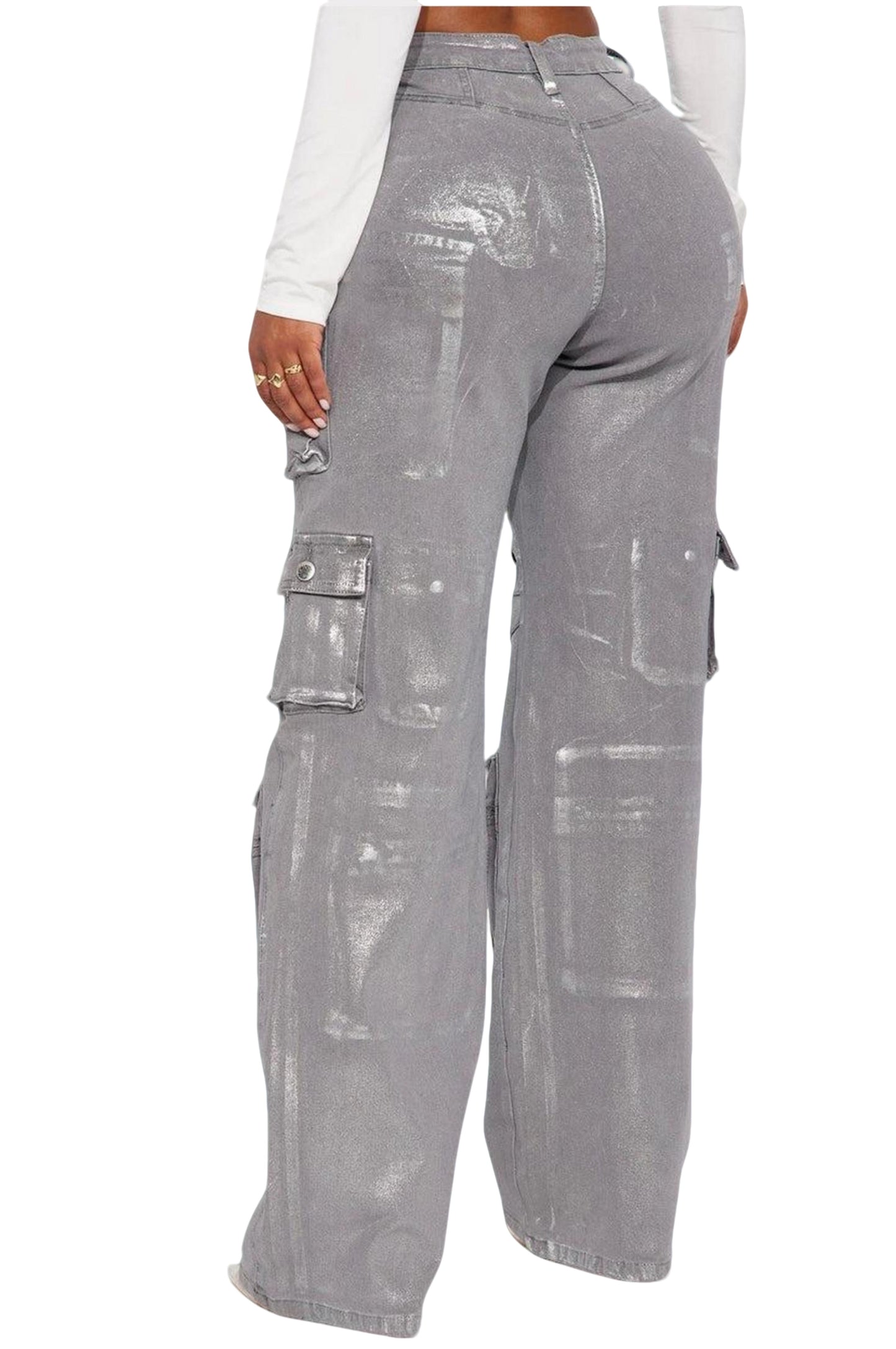 Foil Baggy Cargo Jeans